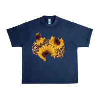 Navy sunflower leopard patch Urban Heavy Tee - AdoDesignShop
