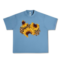 Pebble Blue sunflower leopard patch Urban Heavy Tee - AdoDesignShop