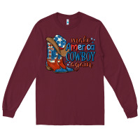 Burgundy make america cowboy again Long Sleeve Tee - MaliasSmallBusiness