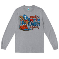 Heather Grey make america cowboy again Long Sleeve Tee - MaliasSmallBusiness