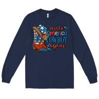 Navy make america cowboy again Long Sleeve Tee - MaliasSmallBusiness