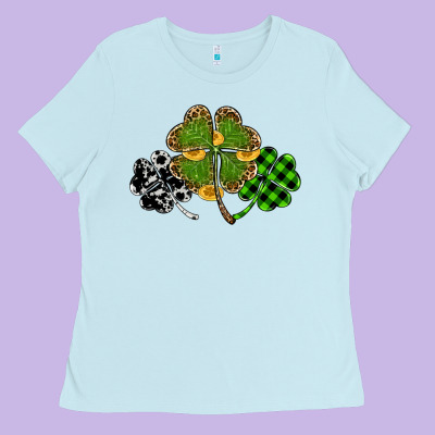 St Patricks Day Shamrock Gold Ladies Tee Designed By Ranaportraitstore