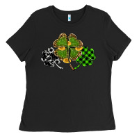 Black st patricks day shamrock gold Ladies Tee - RanaPortraitStore