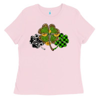 Bubblegum Pink st patricks day shamrock gold Ladies Tee - RanaPortraitStore
