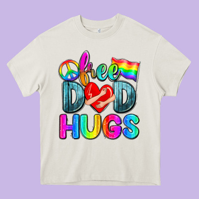 Free Dad Hugs Heavy Core Tee Designed By Zillion Design Studio