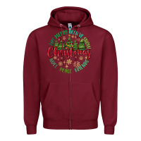 Burgundy Christmas Vibes Zipper Hoodie - MaliasSmallBusiness