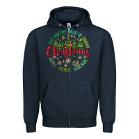 Navy Christmas Vibes Zipper Hoodie - MaliasSmallBusiness
