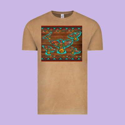 Western Thunderbird And Arrow With Aztec Leopard Vintage Tee Designed By Artiststas