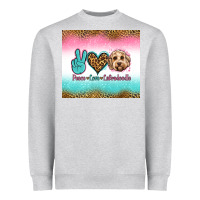 Heather Grey peace love labradoodle Heavyweight Sweatshirt - Jasminsmagicworld