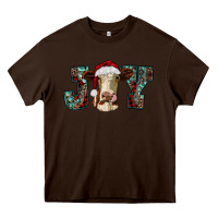 Chocolate Brown christmas joy with heifer cow Heavy Core Tee - RanaPortraitStore