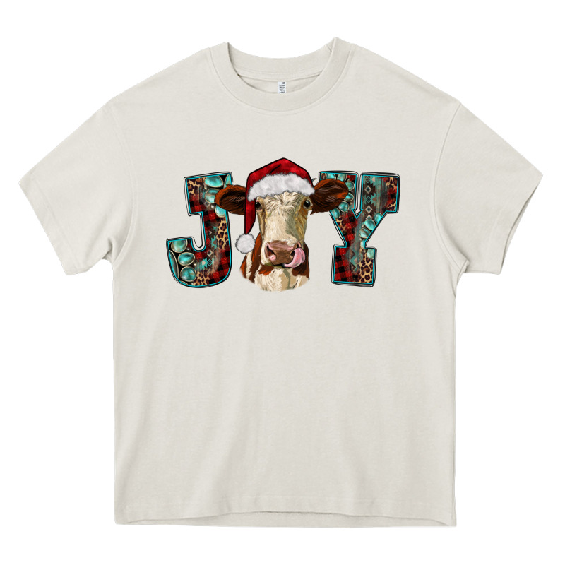 Christmas Joy With Heifer Cow Heavy Core Tee by RanaPortraitStore | Teevron