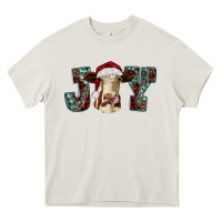 Cream christmas joy with heifer cow Heavy Core Tee - RanaPortraitStore