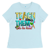 Baby Blue teach them to be kind Ladies Tee - texasbilliewilder