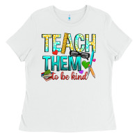 White teach them to be kind Ladies Tee - texasbilliewilder