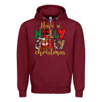 Burgundy have a holly jolly christmas Zipper Hoodie - MaliasSmallBusiness