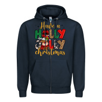 Navy have a holly jolly christmas Zipper Hoodie - MaliasSmallBusiness