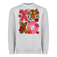 Heather Grey xoxo with tiger Heavyweight Sweatshirt - NancyCooperArtShop