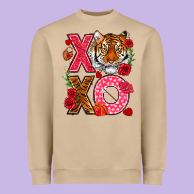 Xoxo With Tiger Heavyweight Sweatshirt Designed By Nancycooperartshop