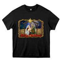 Black merry christmas holy family Heavy Core Tee - RanaPortraitStore