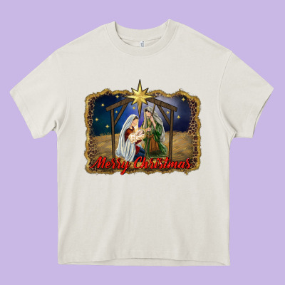 Merry Christmas Holy Family Heavy Core Tee Designed By Ranaportraitstore