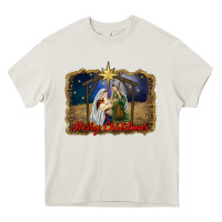 Cream merry christmas holy family Heavy Core Tee - RanaPortraitStore