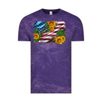 Cloud Purple usa flag and sunflower serape leopard and cactus Vintage Tee - Artiststas