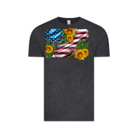 Vintage Black usa flag and sunflower serape leopard and cactus Vintage Tee - Artiststas