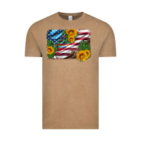 Vintage Coffee usa flag and sunflower serape leopard and cactus Vintage Tee - Artiststas