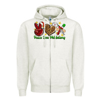 Oatmeal Heather Peace love Phlebotomy Christmas Zipper Hoodie - NancyCooperArtShop