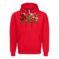 Red Peace love Phlebotomy Christmas Zipper Hoodie - NancyCooperArtShop