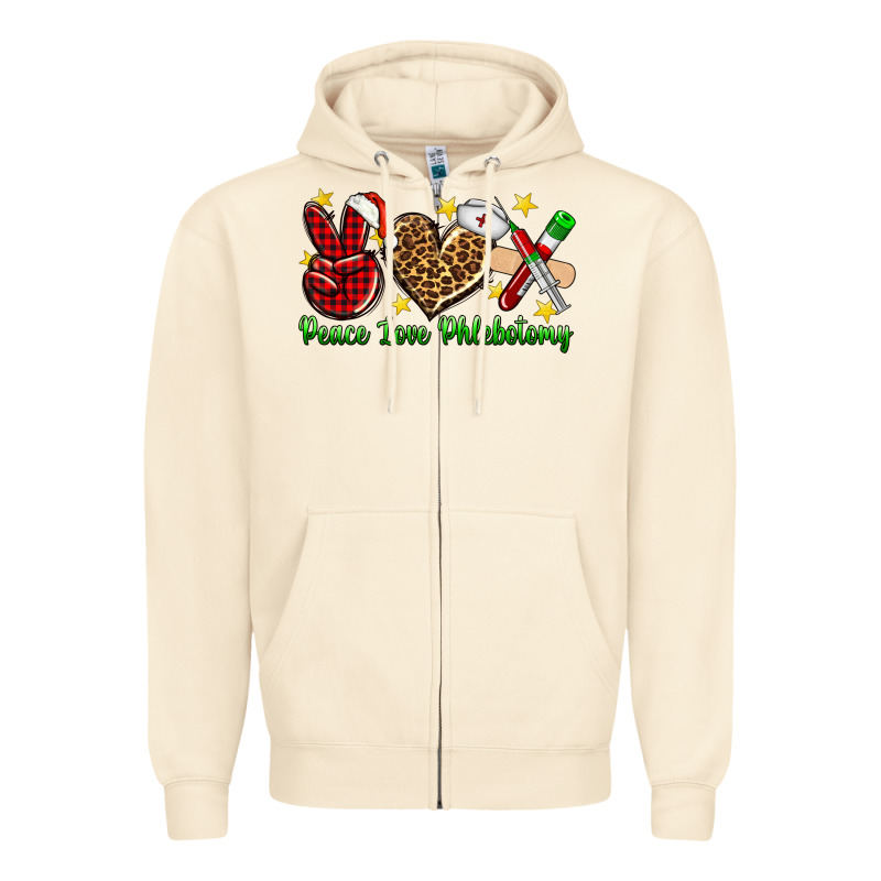 Peace Love Phlebotomy Christmas Zipper Hoodie by NancyCooperArtShop | Teevron