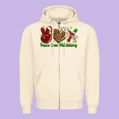 Peace Love Phlebotomy Christmas Zipper Hoodie Designed By Nancycooperartshop