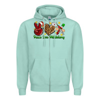 Seafoam Peace love Phlebotomy Christmas Zipper Hoodie - NancyCooperArtShop