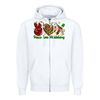 White Peace love Phlebotomy Christmas Zipper Hoodie - NancyCooperArtShop