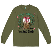 Army Green iced coffee social club Long Sleeve Tee - MaliasSmallBusiness