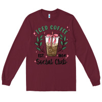 Burgundy iced coffee social club Long Sleeve Tee - MaliasSmallBusiness