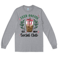 Heather Grey iced coffee social club Long Sleeve Tee - MaliasSmallBusiness