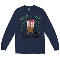 Navy iced coffee social club Long Sleeve Tee - MaliasSmallBusiness