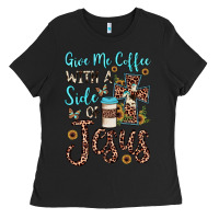 Black give me coffee with a side of jesus Ladies Tee - JahusDesignShop