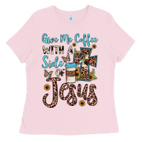 Bubblegum Pink give me coffee with a side of jesus Ladies Tee - JahusDesignShop