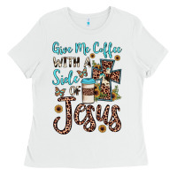 White give me coffee with a side of jesus Ladies Tee - JahusDesignShop
