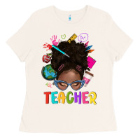Bone teacher afro messy bun Ladies Tee - texasbilliewilder