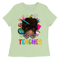 Matcha teacher afro messy bun Ladies Tee - texasbilliewilder