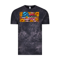 Cloud Black usa flag and serape with leopard and sunflowers license plate Vintage Tee - Artiststas