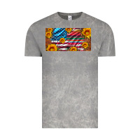 Cloud Rock usa flag and serape with leopard and sunflowers license plate Vintage Tee - Artiststas