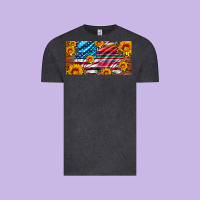Usa Flag And Serape With Leopard And Sunflowers License Plate Vintage Tee Designed By Artiststas