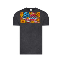 Vintage Black usa flag and serape with leopard and sunflowers license plate Vintage Tee - Artiststas
