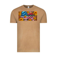 Vintage Camel usa flag and serape with leopard and sunflowers license plate Vintage Tee - Artiststas