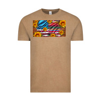 Vintage Coffee usa flag and serape with leopard and sunflowers license plate Vintage Tee - Artiststas