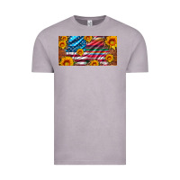 Vintage Zinc usa flag and serape with leopard and sunflowers license plate Vintage Tee - Artiststas